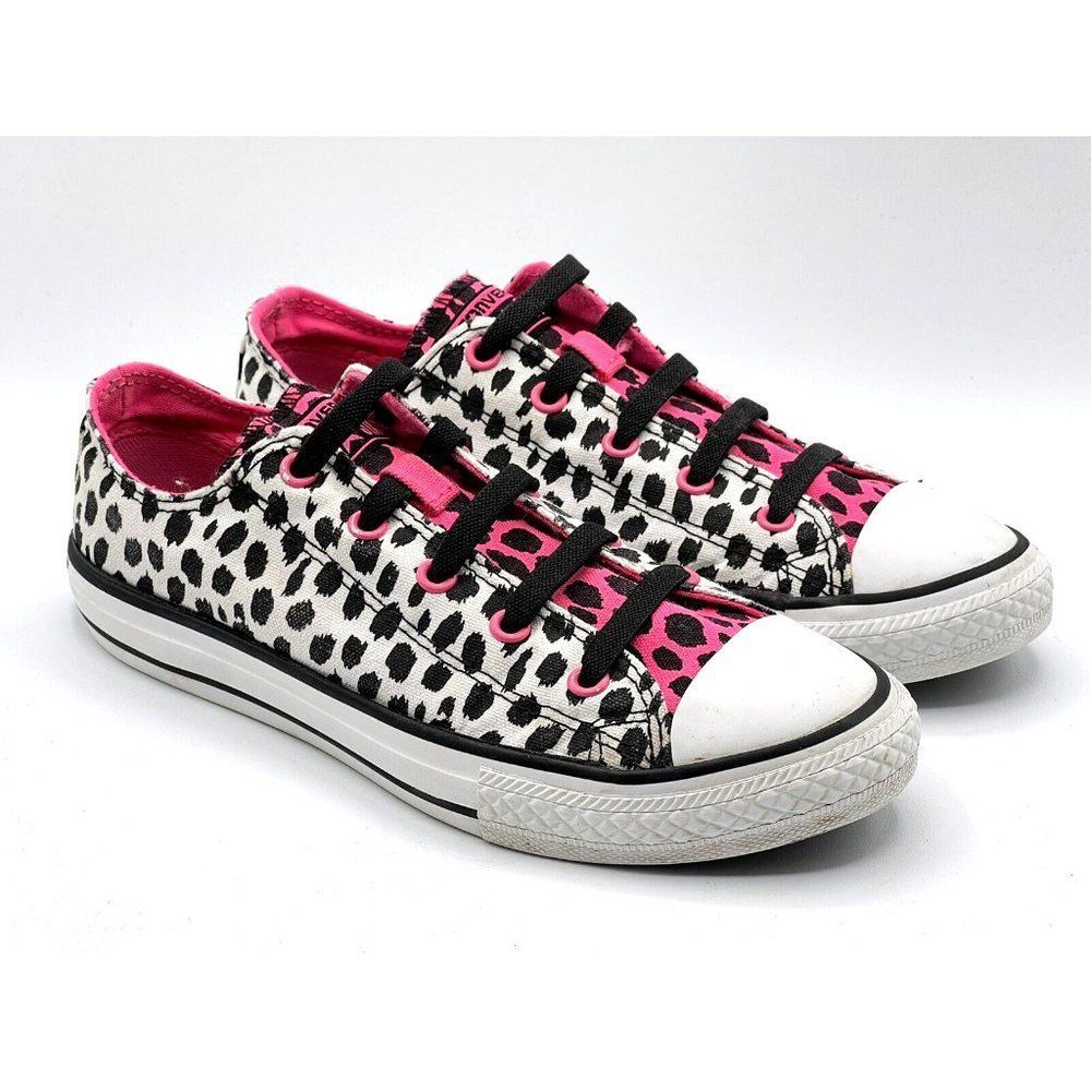 Converse All Star Low Animal Print Hot Pink White Slip On Sneakers Girls Size 3